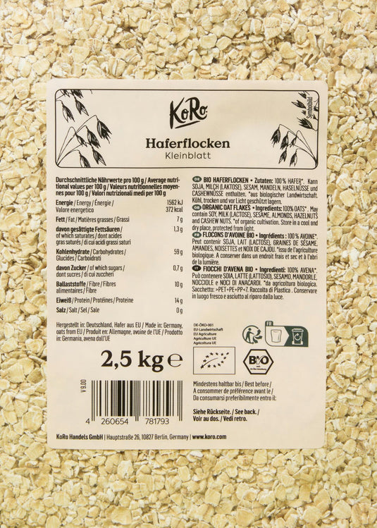Bio Haferflocken - 2,5 kg